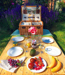 panier pique-nique écologique, pratique, luxe, garni avec une allure vintage fabriqué artisanalement en osier naturel avec un compartiment isotherme