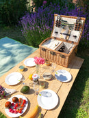 panier pique-nique écologique, pratique, luxe, garni avec une allure vintage fabriqué artisanalement en osier naturel avec un compartiment isotherme