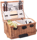 panier pique-nique écologique, pratique, luxe, garni avec une allure vintage fabriqué artisanalement en osier naturel avec un compartiment isotherme