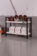 MUDESA Étagère de rangement à 2 étages en métal et bois blanca