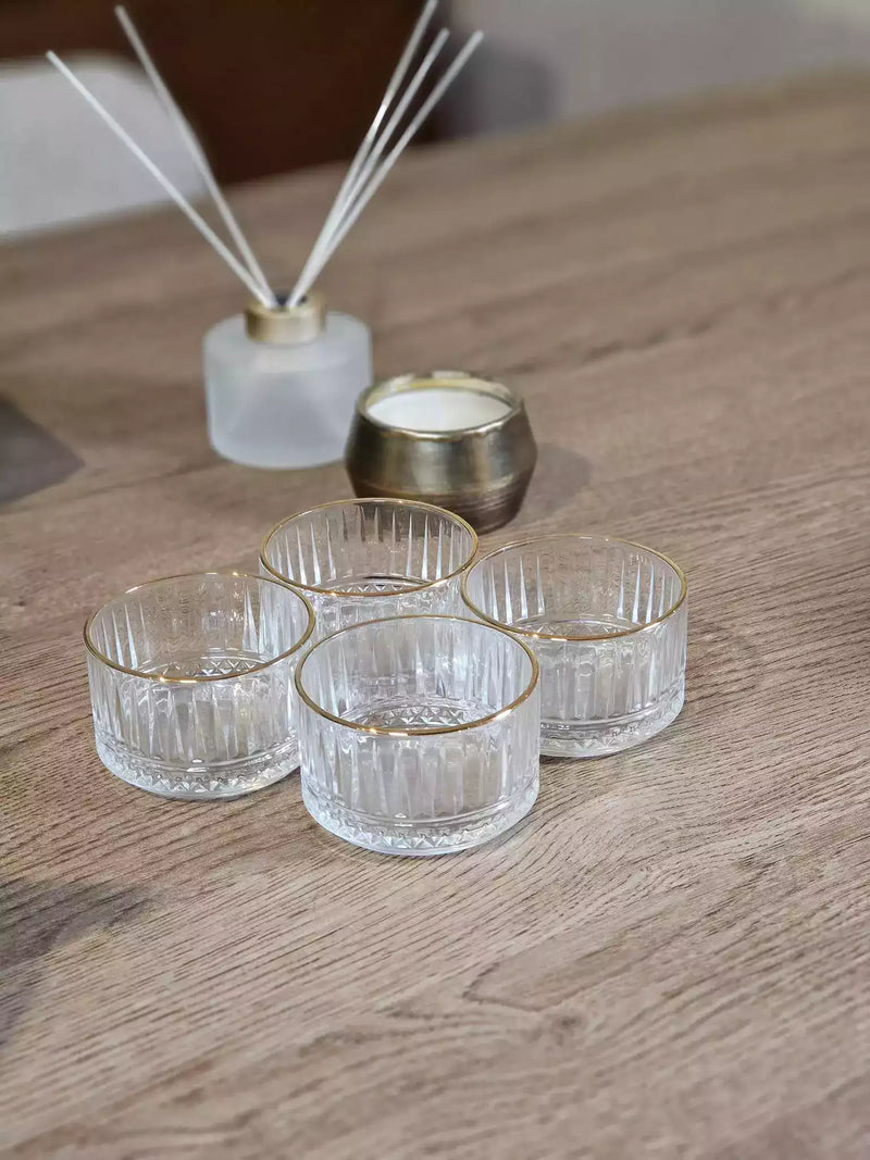 TREND HOME ROYAL GLASS Lot de 4 coupelles apéritif en verre gold