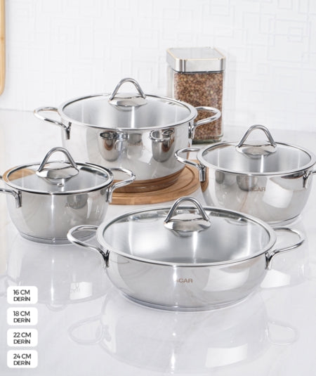 ACAR KARAT ECHO Set de casseroles 8 pièces (induction) ACAR KARAT ECHO 8 Parça Tencere Seti ACAR KARAT ECHO 8-teiliges Topfset (Induktion)