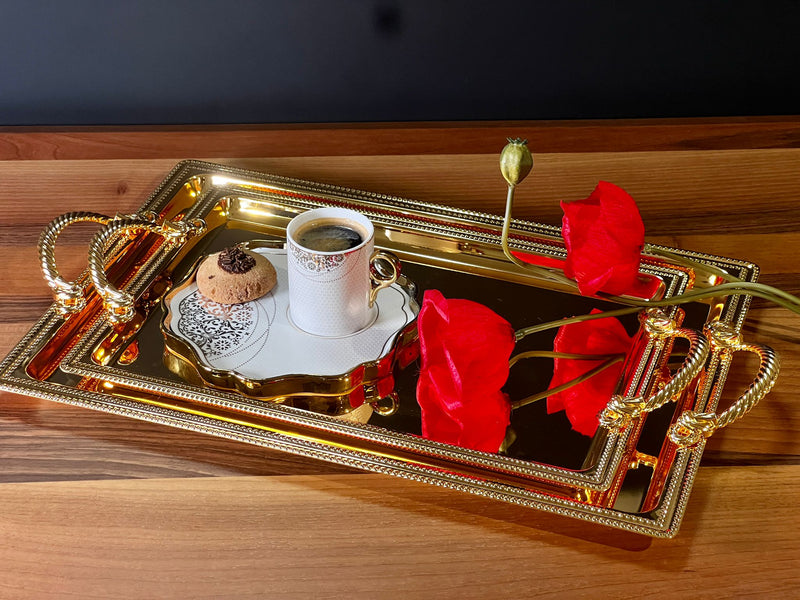 Lot de 2 plateaux rectangulaire GOLD