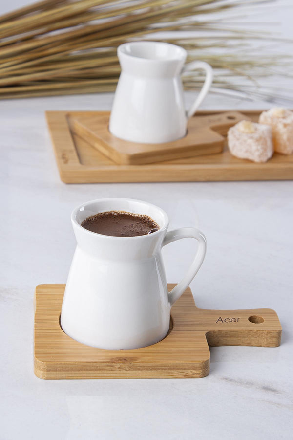 ACAR BAMBOU Tasses à café rectangulaire 6 personnes 12 pièces - BAMBU SUNUMLU 6'li dörtgen fincan set 12 parça