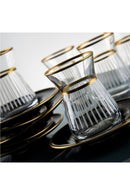 DNZ ART IREM Black Gold Set de verres à thé 6 personnes DNZ ART IREM Siyah Altın 6 Kişilik Çay Bardak Seti