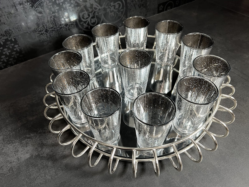 Bella Home Lot de 12 verres à thé argenté 12'li gümüş çay bardağı seti