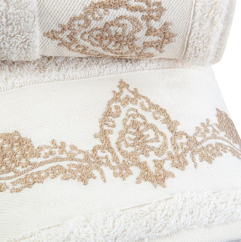 KARACA HOME ELDORA NEW Set de serviettes de bain 4 pièces beige-blanc cassé