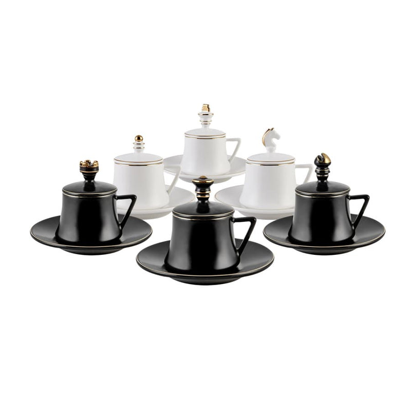 KARACA SATRANÇ/ÉCHECS Set de tasses à café 18 pièces 6 personnes - 18 Parça 6 kişilik kahve fincan takımı