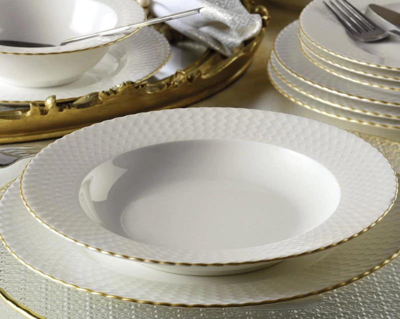 KUTAHYA PORCELAINE BONE IRON GOLD Service liseré doré de table 6 personnes 24 pièces - 24 Parca 6 kisilik yemek takimi gold