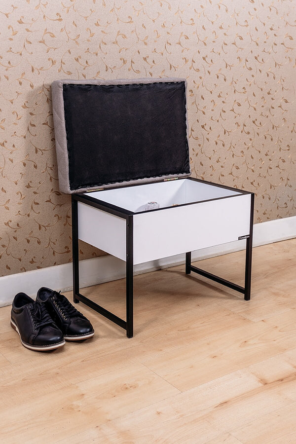 MUDESA Banquette à chaussure avec coffre noir et blanc