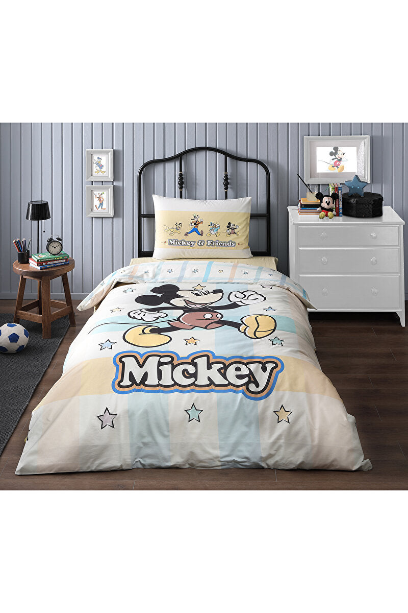 ÖZDILEK MICKEY MOUSE STAR  Disney Parure de lit renforcé enfant 1 personne ÖZDILEK MICKEY MOUSE STAR Tek kişilik Disney lisanslı çocuk ranforce nevresim takımı ÖZDILEK MICKEY MOUSE STAR Disney Kinderbettwäschegarnitur 1 Person 