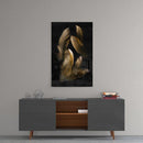 Tableau en verre - Plumes beiges tombantes