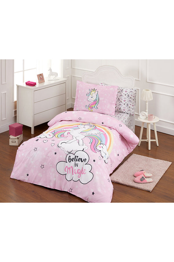 ÖZDILEK UNICORN Parure de lit renforcé 1 personne ÖZDILEK UNICORN Pembe Tek kişilik ranforce ranforce nevresim takımı ÖZDILEK UNICORN  Kinderbettwäschegarnitur 1 Person  