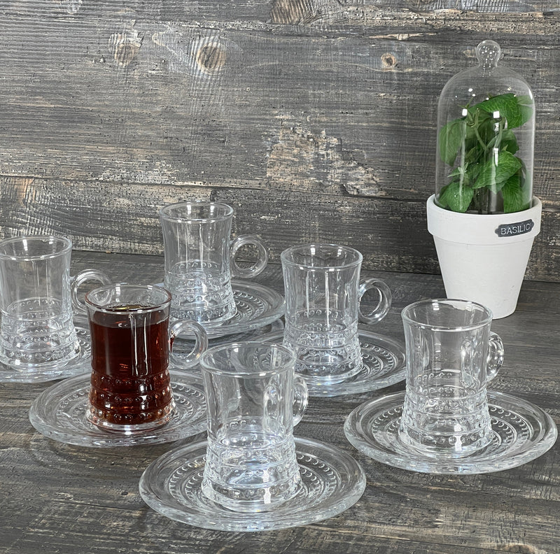 TREND HOME Set de verres à thé avec anse 6 personnes 12 pièces