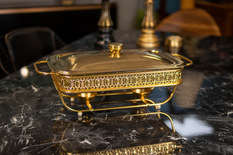 TREND HOME COLLECTION Réchauffeur d'aliments réctangulaire  2L gold TREND HOME COLLECTION Yemek  ısıtıcısı  dikdörtgen 2L gold TREND HOME COLLECTION Rechteckiger Speisenwärmer 2L gold 