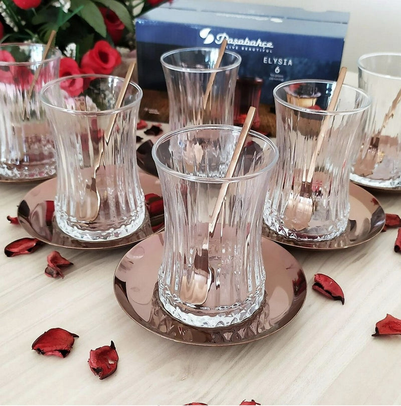 PAŞABAHÇE ELYSIA Set de verres à thé 6 personnes - çay takimi 6 kisilik - Bella Home